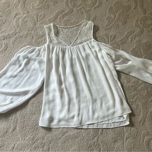 Parker Asymmetrical White Blouse with Cut Out Design